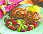 Grilled Honey Mustard Chicken Thighs with Grape &amp; Lime Salsa